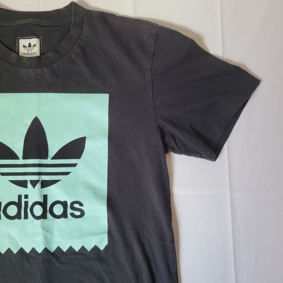 Adidas Originals Trefoil T-Shirt Men’s Small Black Mint Green Logo Tee - Picture 5 of 9